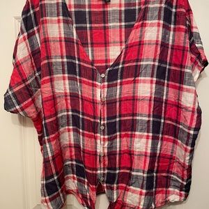 Women’s button up tie at waist blouse